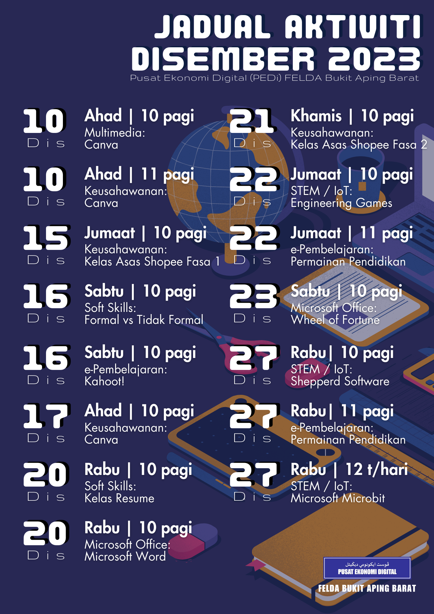 Jadual Aktiviti Dis 2023