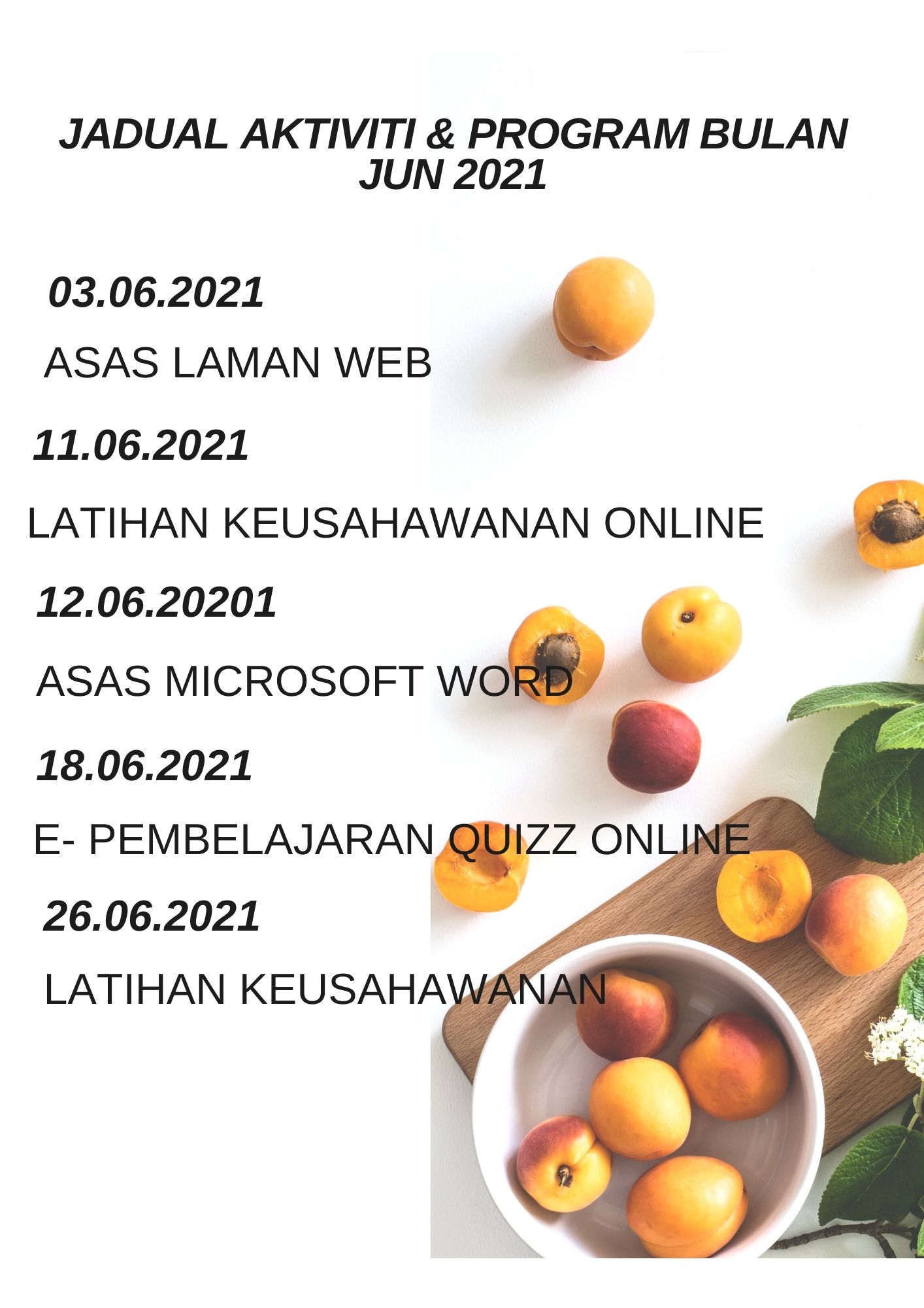 JADUAL AKTIVITI BULAN JUN 2021