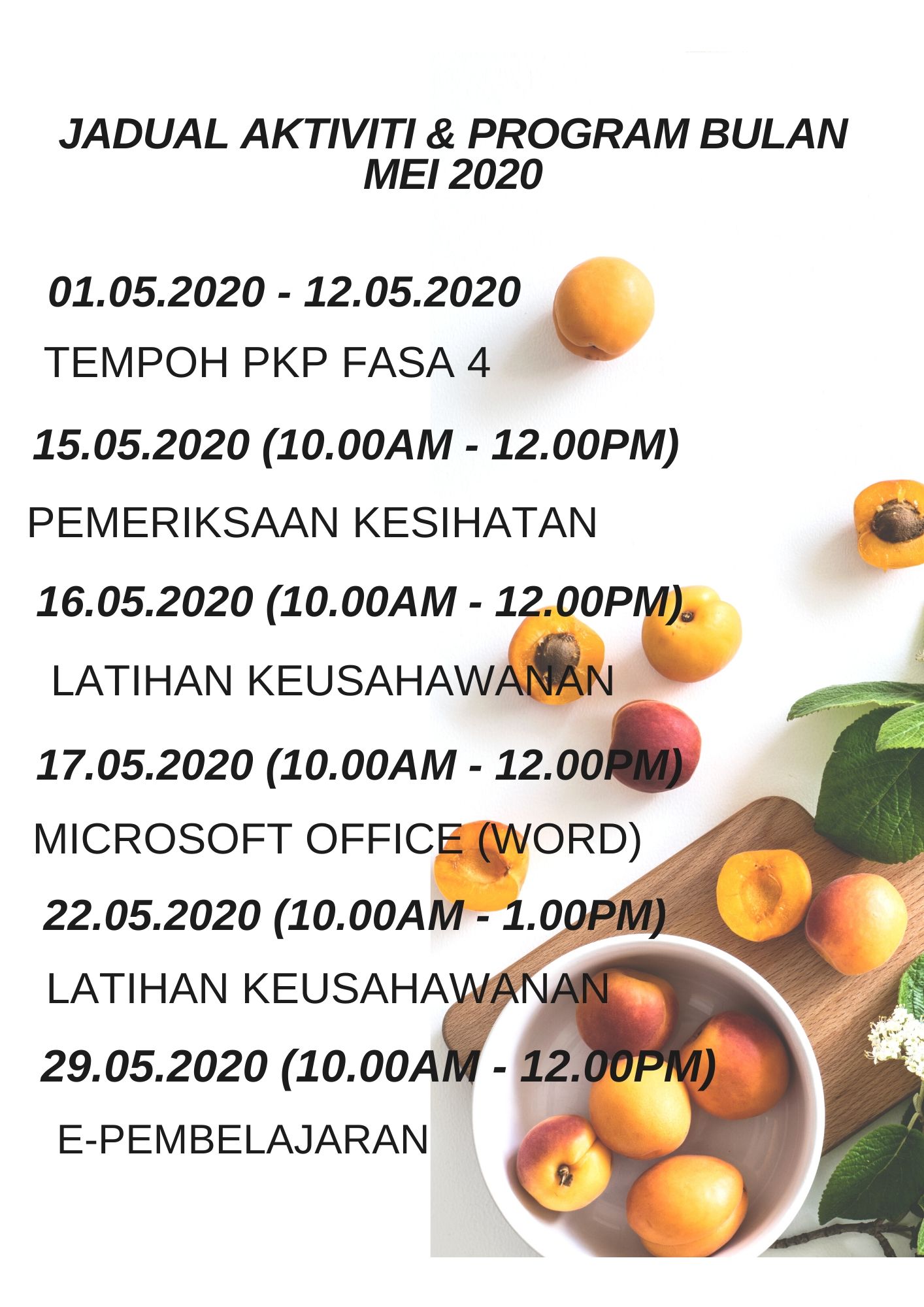 JADUAL AKTIVITI BULAN NOVEMBER 2019 1